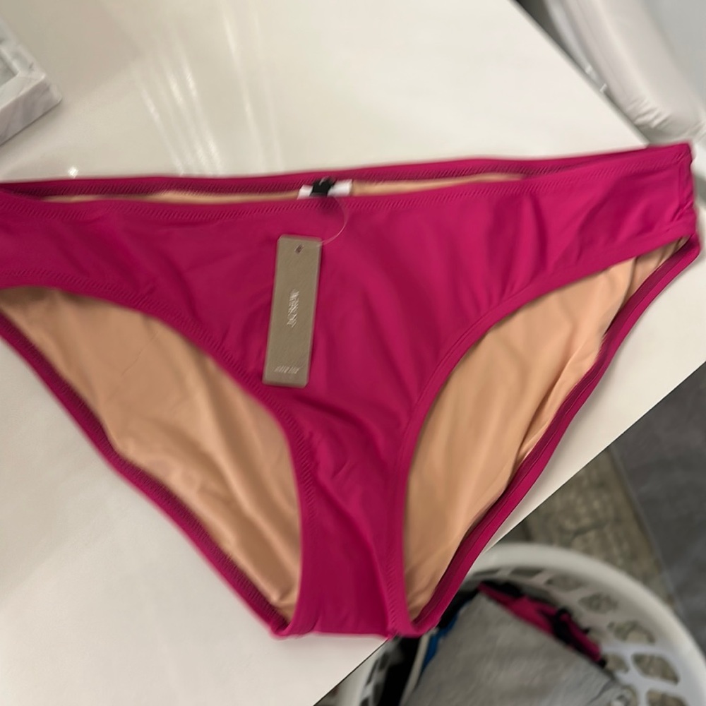 Brand new w/ tags J. Crew classic coverage bikini bottoms. Pink (geranium) Large